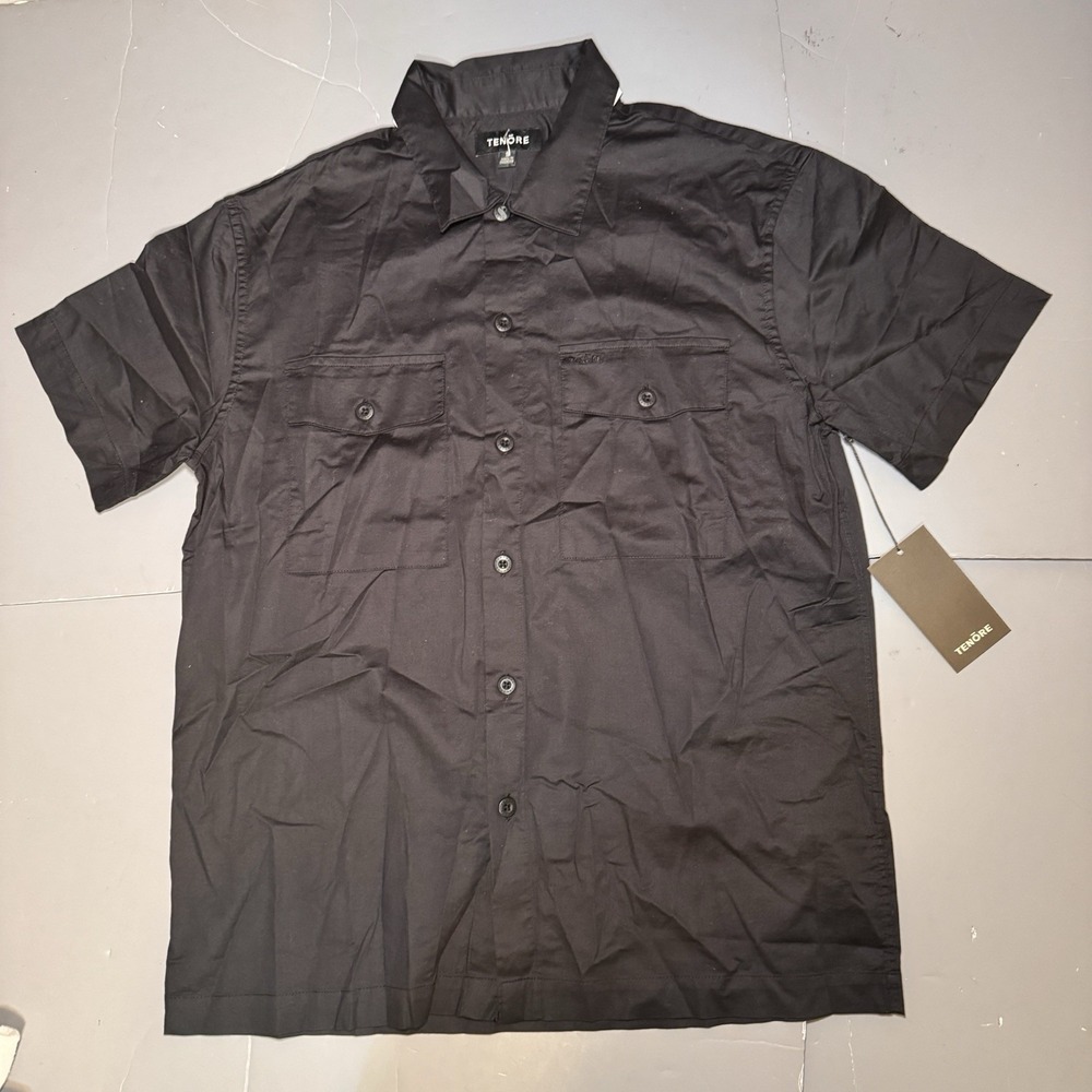 Tenore Shirt Mens S Small Short Sleeve Utility Shirt Black Pockets New
